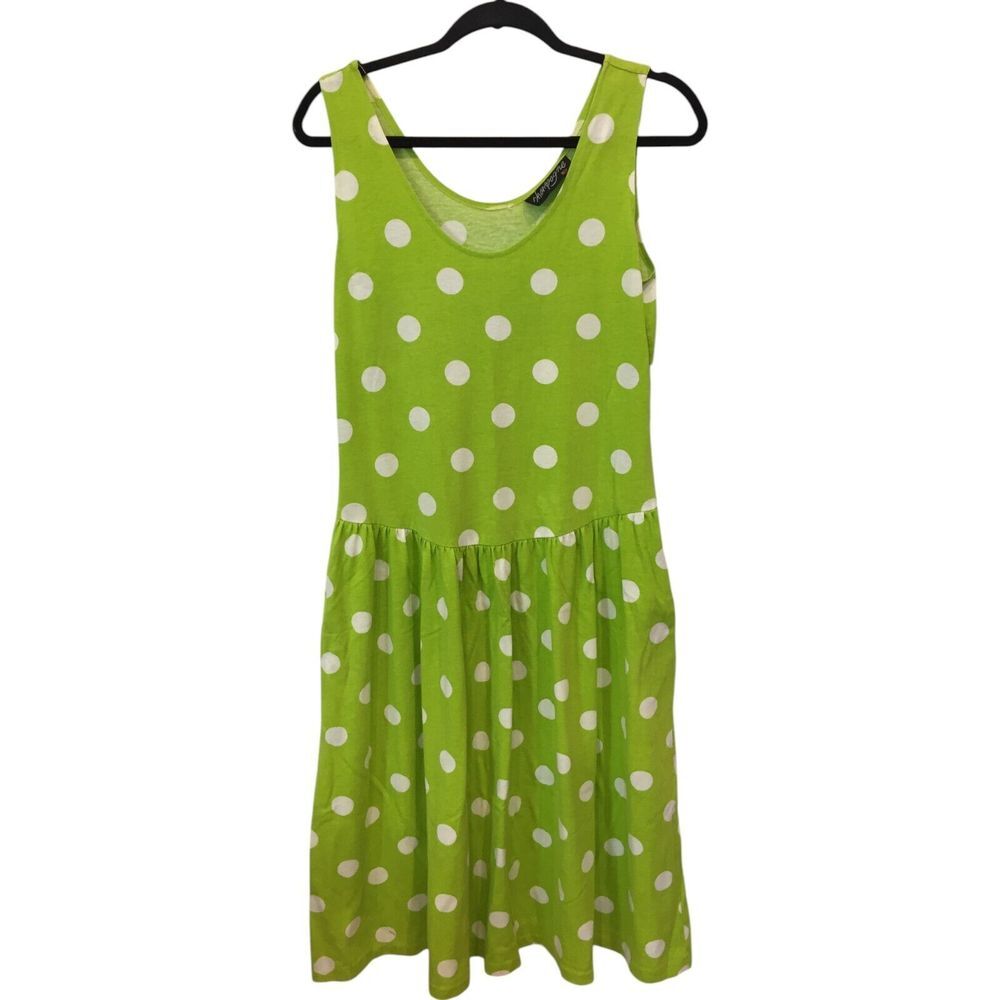 Champagne West Polka Dot Green White Sleeveless Pullover‎ Pockets Women's Dress